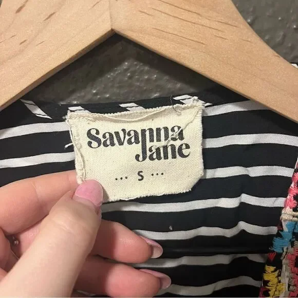Savannah Jane EMBROIDERED STRIPED CARDIGAN small boho festival floral - Picture 10 of 13